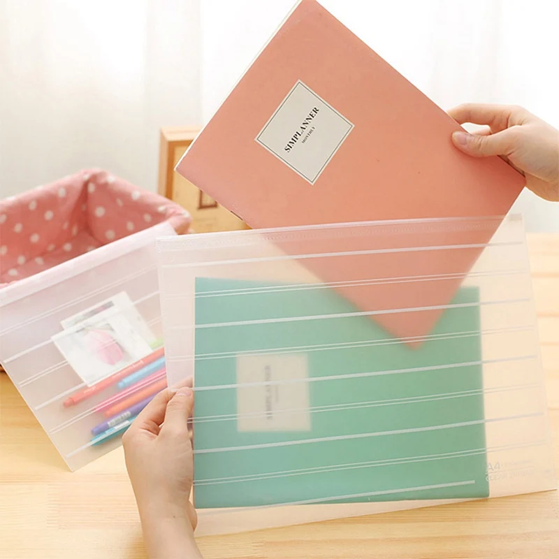 Storage Bag School Office Supply Transparent Loose Sheet Notebook Zipper Environment-friendly Transparent Abrasive File Bag