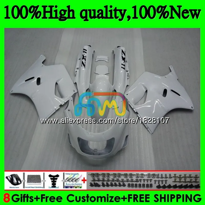 ZX-11 для KAWASAKI ZX11 ZX-11R ZZR 1100 ZX 11R глянец Белый 8BS. 109 ZZR1100 ZX11R 93 94 95 96 97 1993 1994 1995 1996 1997 обтекатель