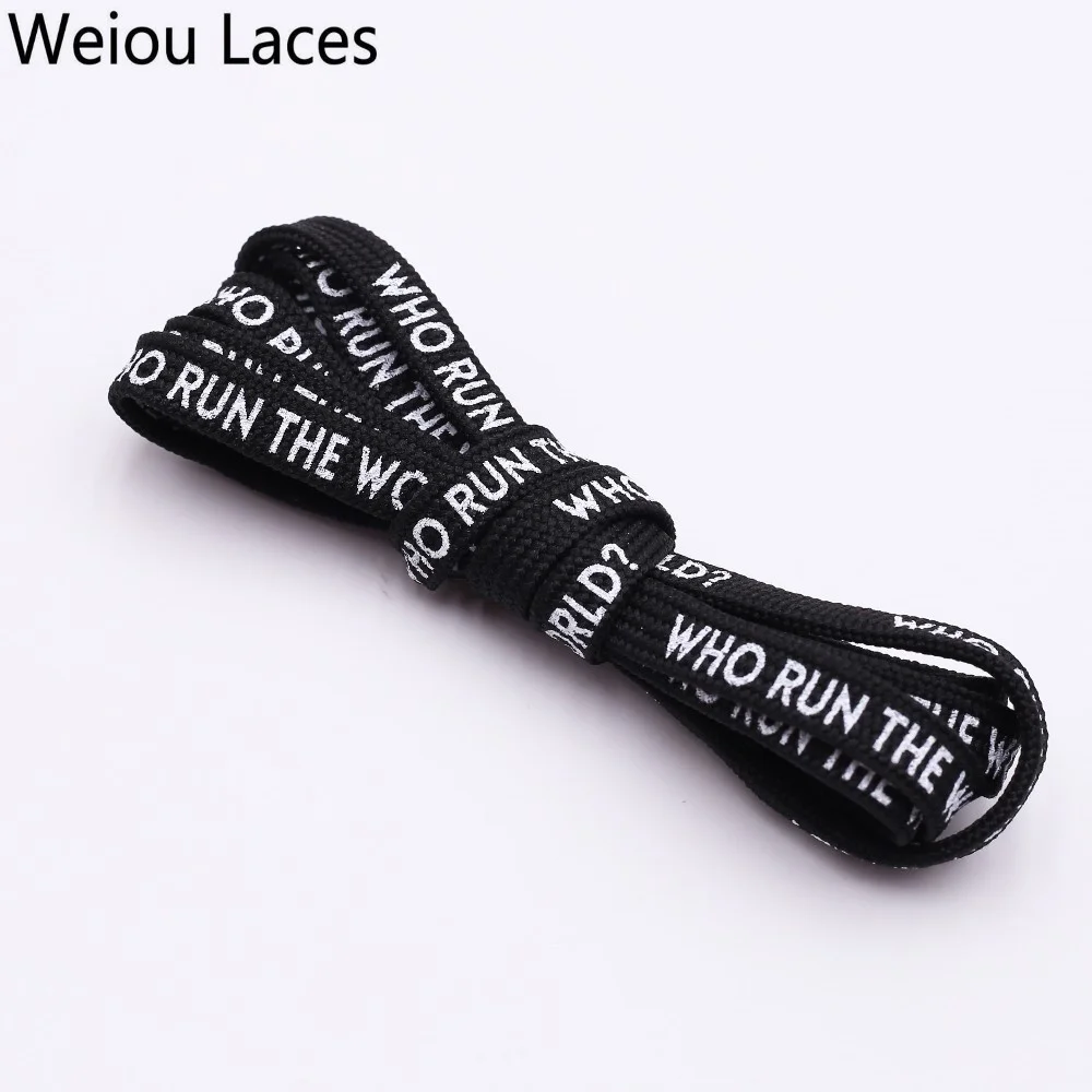 Weiou Flache Gedruckt DIE LAUFEN DIE WELT Schnürsenkel Schwarz Weiß doppelseitige Druck Extra Lange Minimalem Sport Sneaker Kordelzug – Detail 14