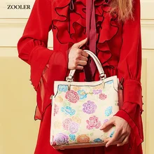 Качественная и роскошная сумка из натуральной кожи ZOOLER женские сумки брендовая сумка с тиснением через плечо из воловьей кожи большая распродажа#2951