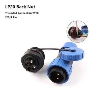 

LP20 SP20 IP68 Back nut welding-free screw connection Waterproof connector 2 3 4 Pin Panel Mount screw crimp cable Plug socket