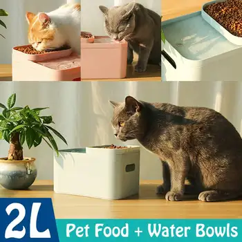 

2 in 1 Cat Bowl Dog Water Feeder Bowl Cat Drinking Fountain Food Dish Pet Food Bowl Automatic Water Feeder for Cats Dogs