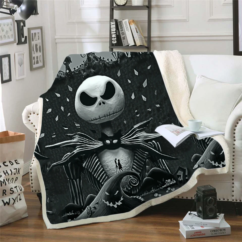

The Nightmare Before Christmas Jack Skull Sherpa Blanket Plush Velvet Warm Sheet Cartoon Office Nap Blanket JACK-0025