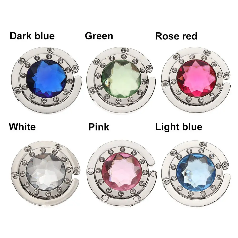 Portable Metal Purse Hook Diamond Bag Holder Folding Handbag Hanger Table Clasp Table Hanger Desk Hooks Travel Accessories metal hook desk hook bag hanger bag hook
