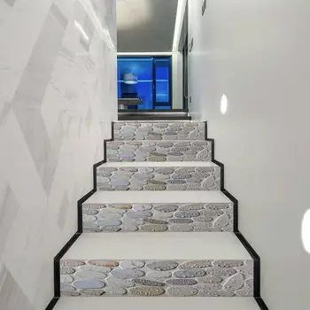 

6Pcs/Set 3D Stairs Stickers Wallpaper Stair Decals Colorful Cobblestone Pattern DIY Staircase Sticker Home Decor