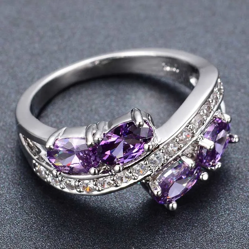 Bague Ringen, 925 пробы, серебряное кольцо на палец, натуральный аметист, обручальные кольца для женщин, хорошее ювелирное изделие, размер 6-10