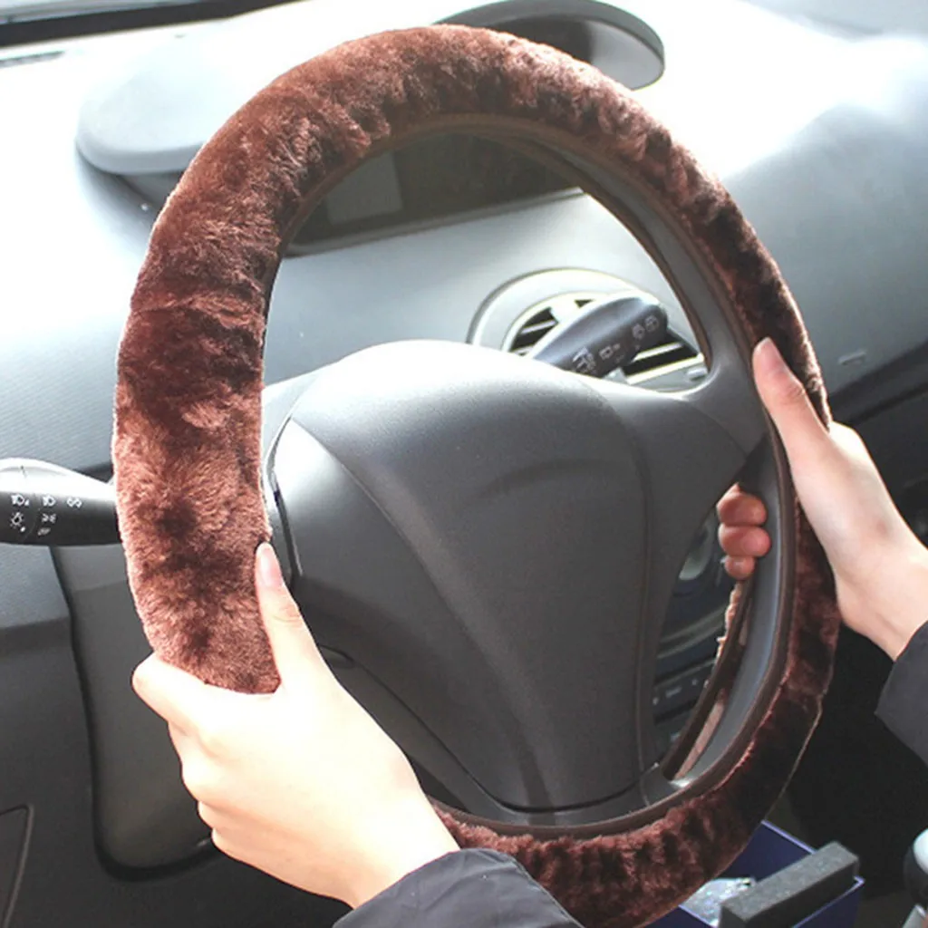 2 шт. мягкий короткий плюшевый чехол для руля авто рулевого колеса автомобиля