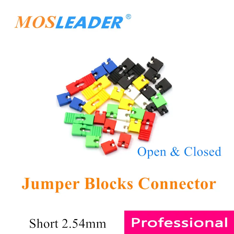 

Mosleader 2000pcs Jumper Blocks Connector 2.54mm Black Blue Yellow Red White Green Pin Header Jumper Cap Short Circuit Block