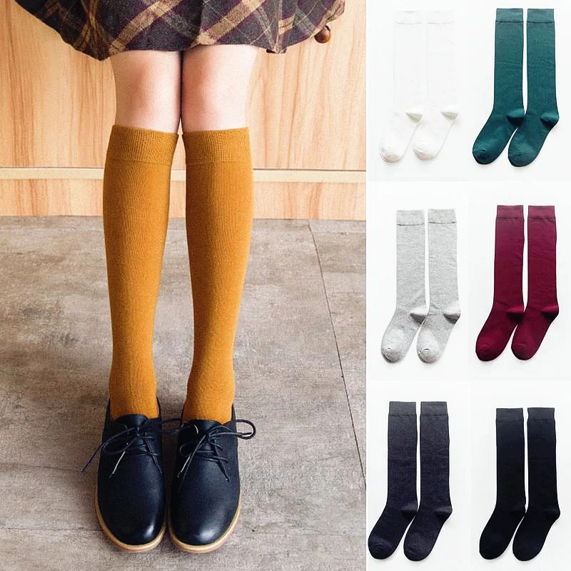 

Dreamlikelin Autumn Winter Women's Socks Fashion Long Socks Preppy Style Knee High Socks Solid Color High Elastic Stockings