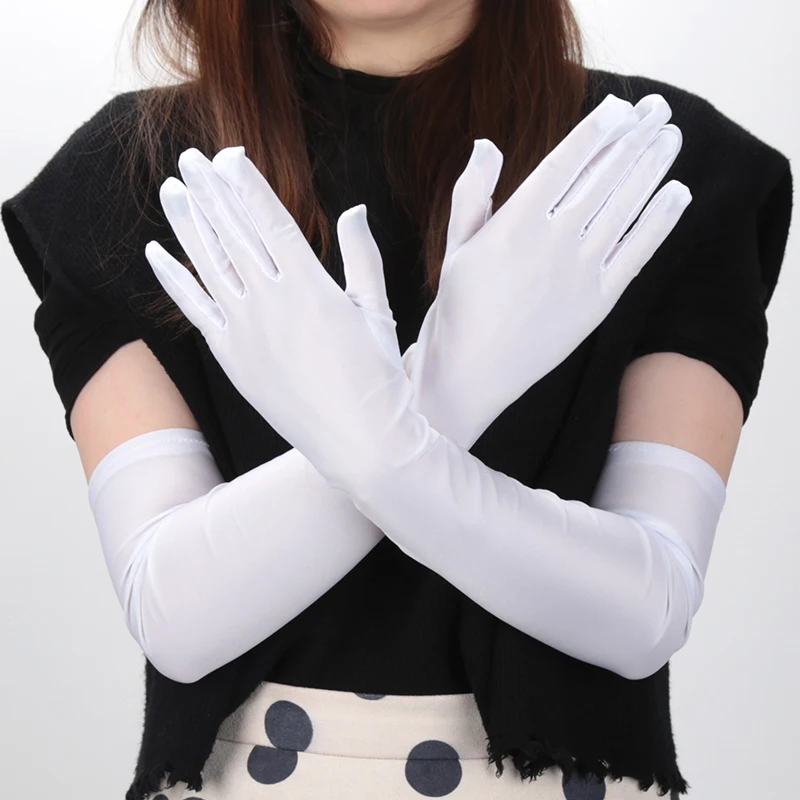 New Classic Adult Black Opera/Elbow/Wrist Stretch Satin Finger Long Fashion Gloves Women Flapper Driving Gloves Matching Costume