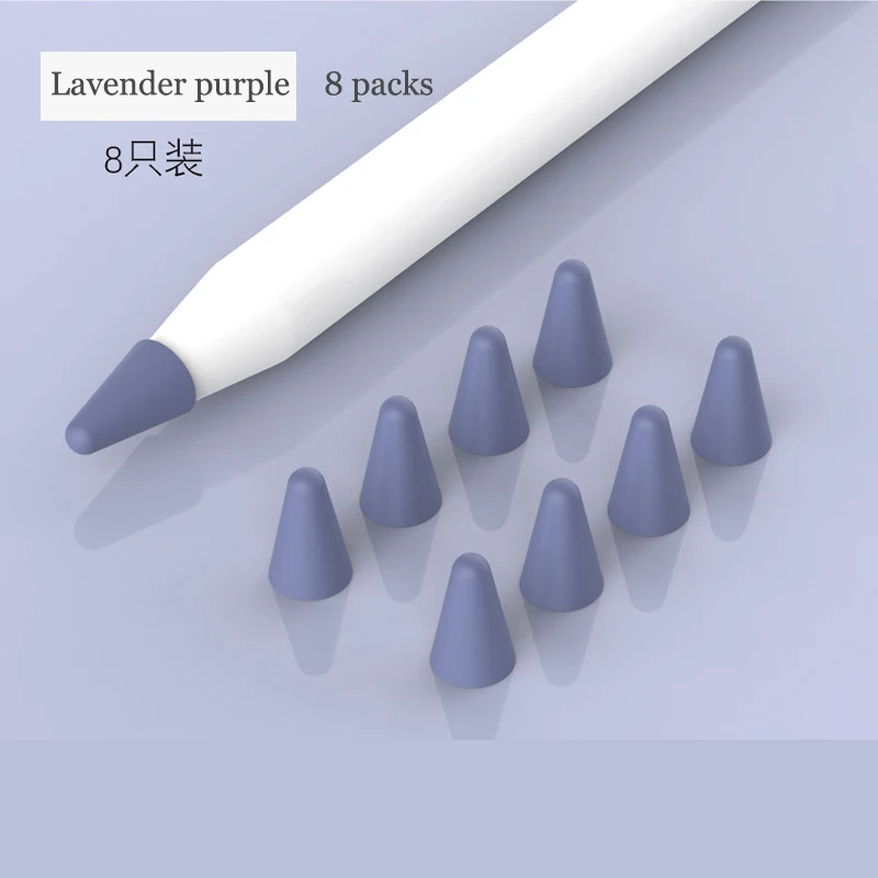 8 шт силиконовый сменный наконечник, чехол, защитный чехол для Apple Pencil, 1-й 2-й сенсорный стилус, чехол, черный, красный - Цвета: Lavender purple