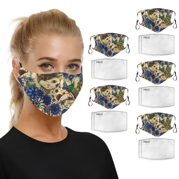 

5PC Fashion Women Reusable Breathable Safe Protection Face Mask Cotton Washable Reuse Mouth Masks With 10PC Filter Mascarillas