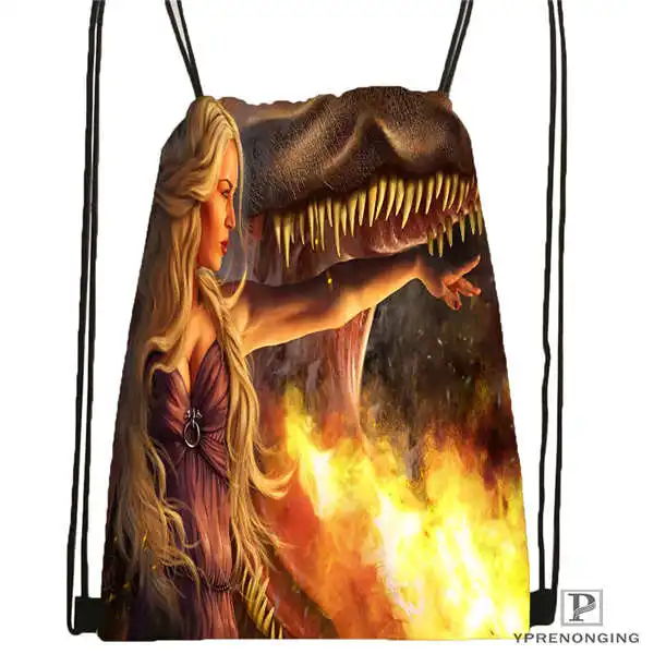 Индивидуальная Игра престолов khaleesi походная сумка на шнурке милый рюкзак для детей(черная спинка) 31x40 см#2018611-217 - Цвет: Drawstring Backpack