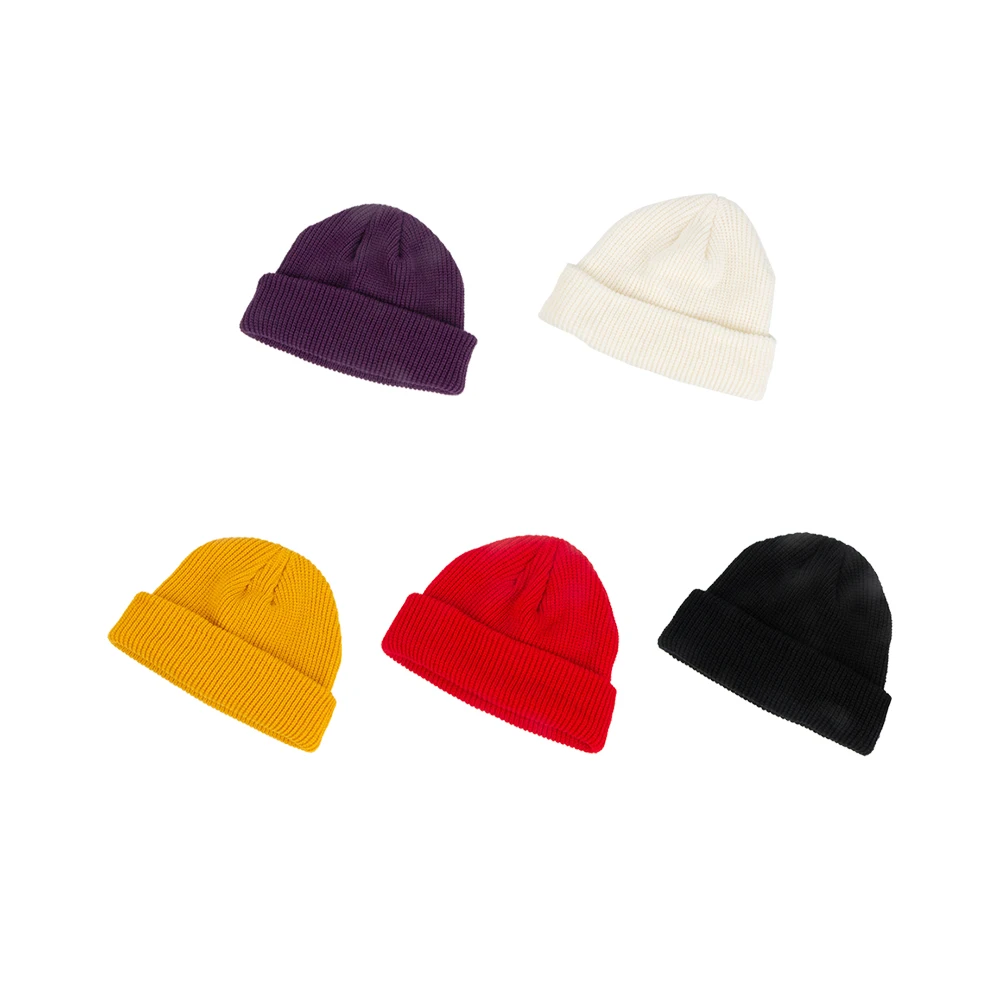 Adult Knitted Skullcap Casual Short Thread Hat Beanie Wool Knitted Skull Cap Autumn and Winter Retro Warm Lovely Wool Hat