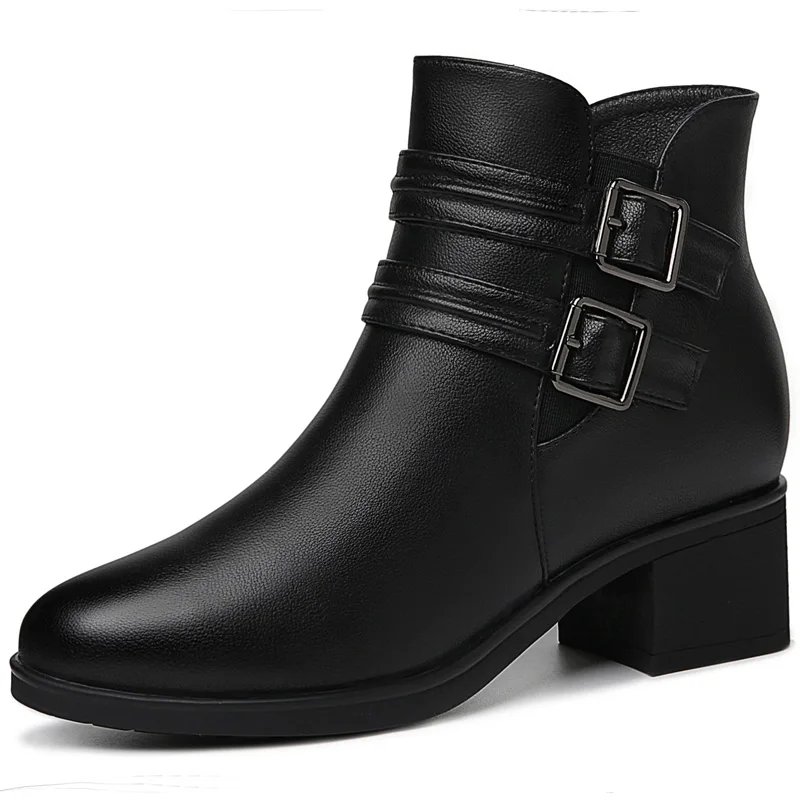 

New Fashion Women Winter Boots Square Heels Ankle Women Boots Warm Platform Women Shoes Ugged Women Shoes 3-12