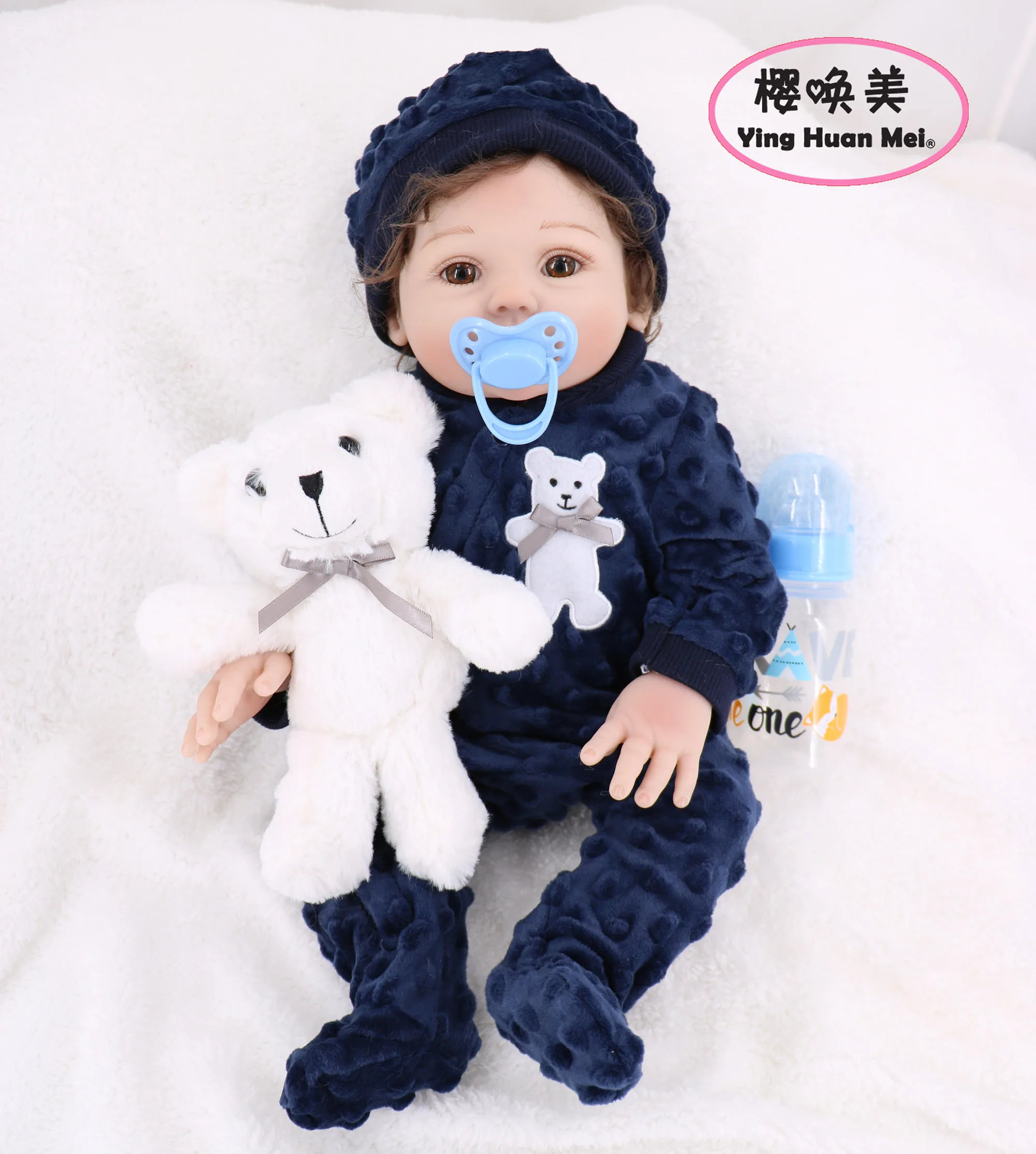YingHuanMei 16 дюймов полный Мягкие силиконовые куклы, reborn baby