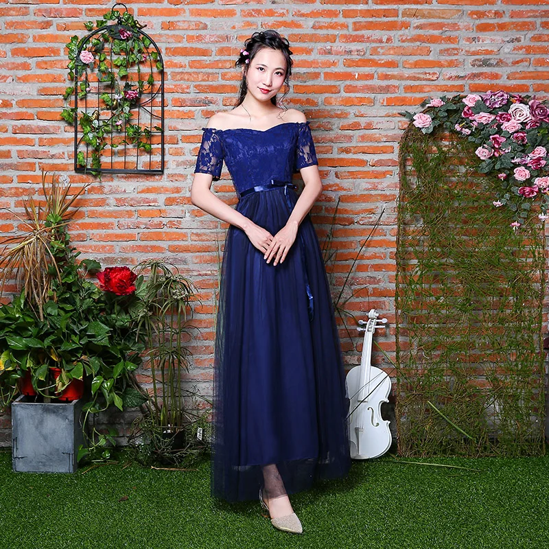 Vestido Largo Sirena/Бордовое платье подружки невесты; платья подружки невесты для свадьбы; вечерние платья для гостей; платье для выпускного вечера; Azul Royal - Цвет: S3 long Navy blue