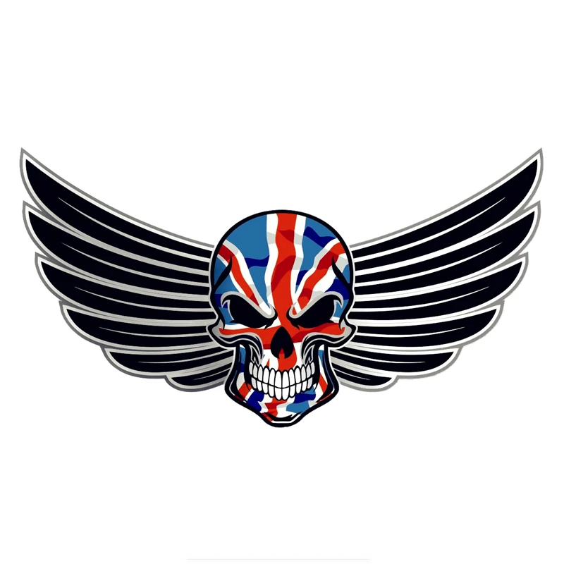 

DAWASARU Gothic Skull with Wings Motif Union Jack British Flag External Vinyl Car Sticker Decal Accessories Waterproof 20x10cm