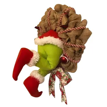 

2020 Christmas Thief Christmas Burlap Garland Window and Wall Wreath Decorations Cute Christmas Gifts Home Door Decoration