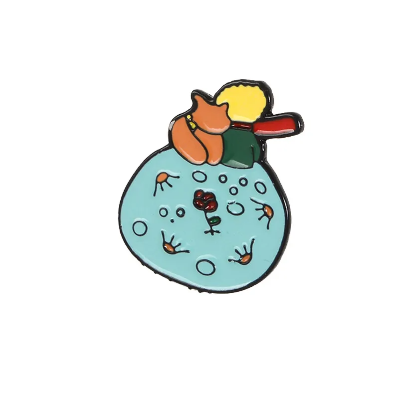 little Prince Эмалированная булавка с изображением Маленького принца снежного голема, значок, брошь с большим красным носом, маска ужасов, нагрудные булавки, ювелирные изделия для рубашки, сумки, подарок для женщин и мужчин - Окраска металла: little Prince