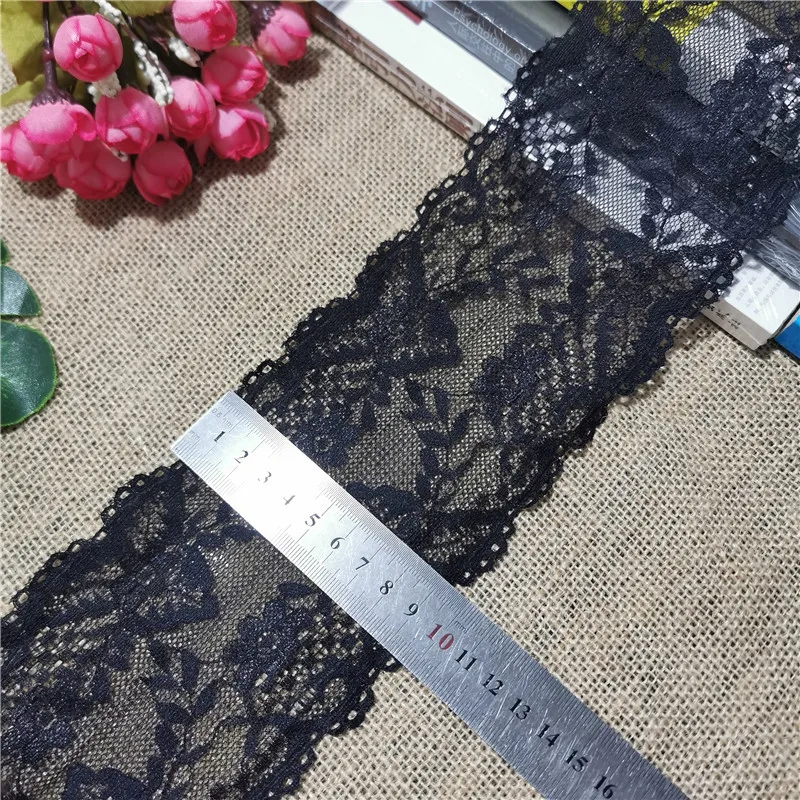 9 см S1469 эластичная кружевная лента DIY кружевная отделка вышивка черные кружевные аксессуары, используемые для пошивное ремесло ткань одежда acc