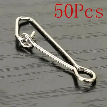 

50Pcs Bearings Hooked Snap Pins Rolling Swivel Connector Test Stainless Steel Fishing Snap Sea Swivels Hook 0/3/4/5/6#