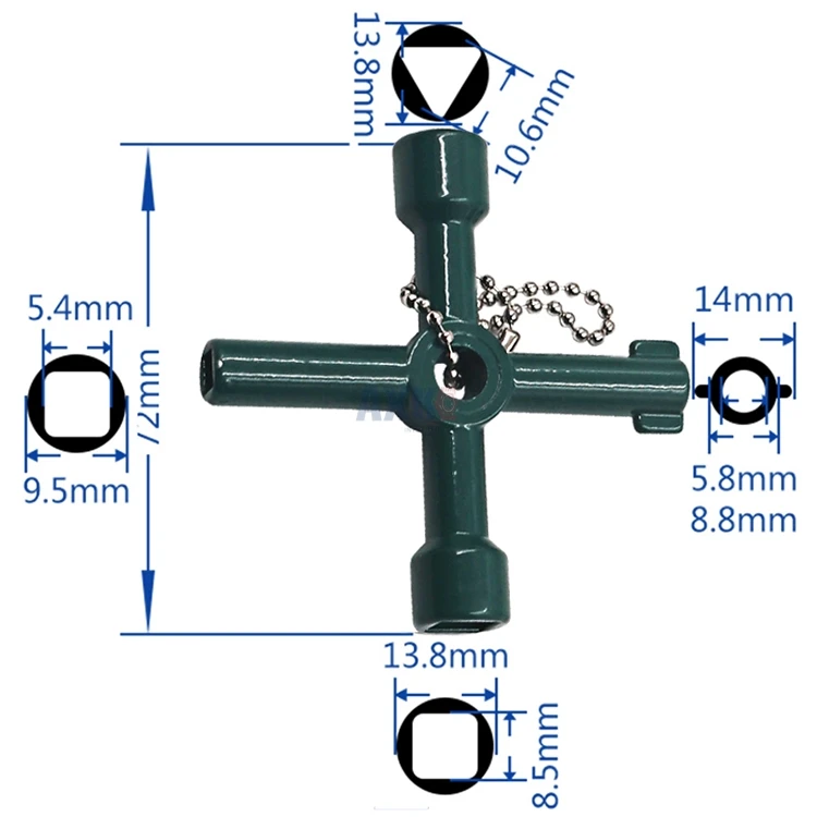 Multifunction 4 Ways Universal Triangle Wrench Key Plumber Keys Triangle For Gas Electric Meter Cabinets Bleed Radiators DBIRD