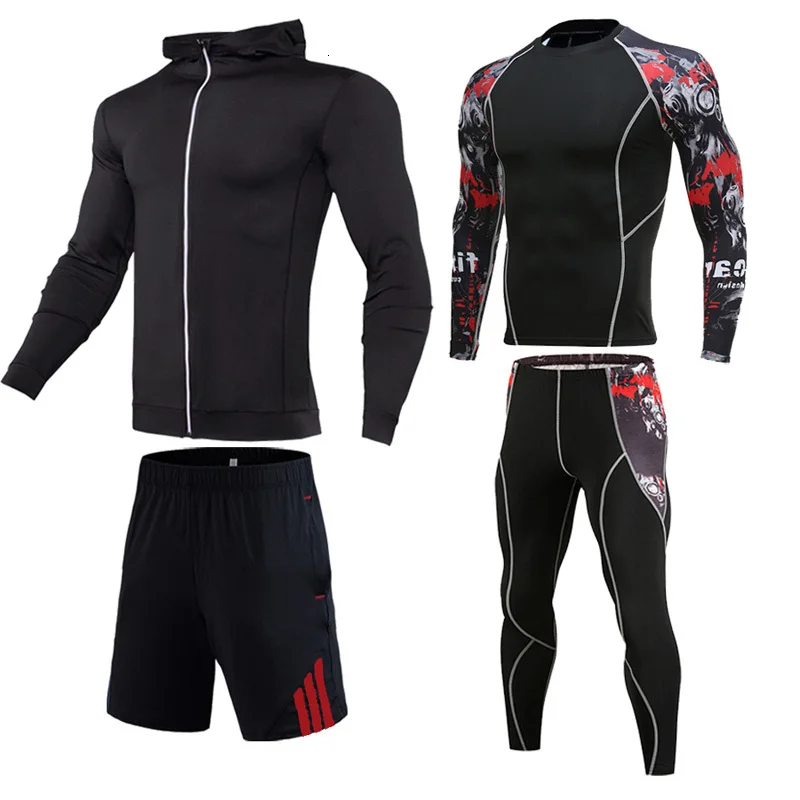 

New Jogging Thermal Underwear Set Quick-drying Training T-shirt Leggings Union Suit 2019 Autumn Winter New Sportswear Brand