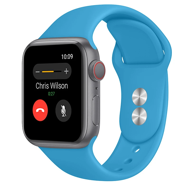 43 Sky blue Силиконовый ремешок для Apple Watch band 44 мм 42 мм iwatch series 5 4 3 2 1 браслет 40 мм 38 мм pulseira умные часы аксессуары петля - Цвет ремешка: 43 Sky blue