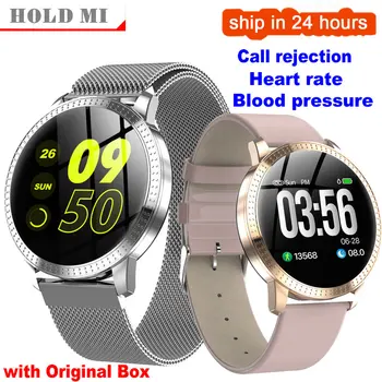 

CF18 1.22 Inch Smart Watch Waterproof IP67 Blood Pressure Heart Rate Monitor Metal Starp Multi Sport Modes SmartWatch Women Band