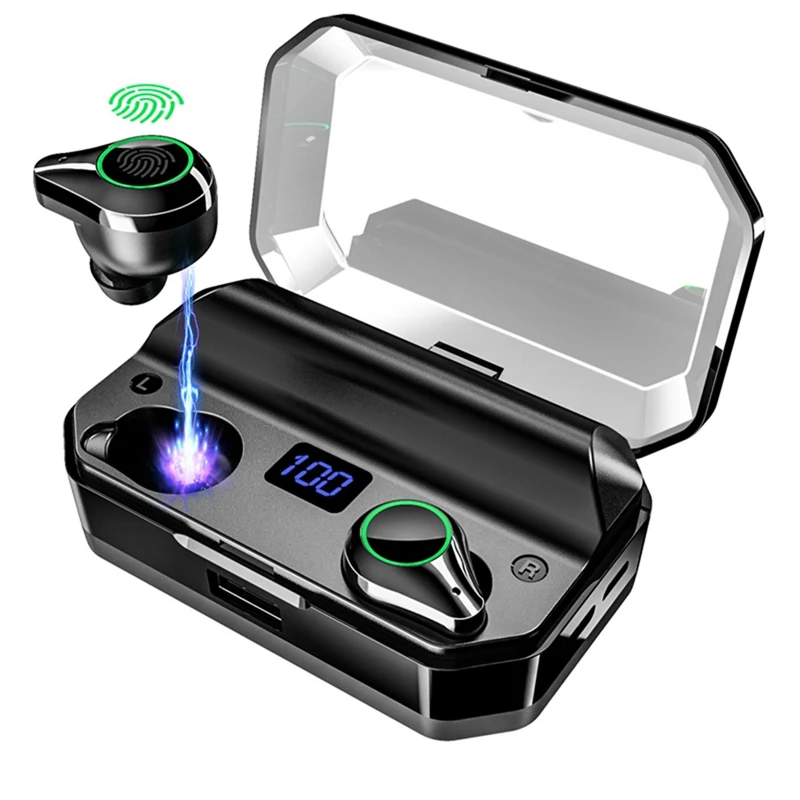 Bluetooth 5.0 Earphones 9D Stereo Wireless Earphones for T9 TWS IPX7 Waterproof 7000mAh LED Smart Power Bank Phone Holder