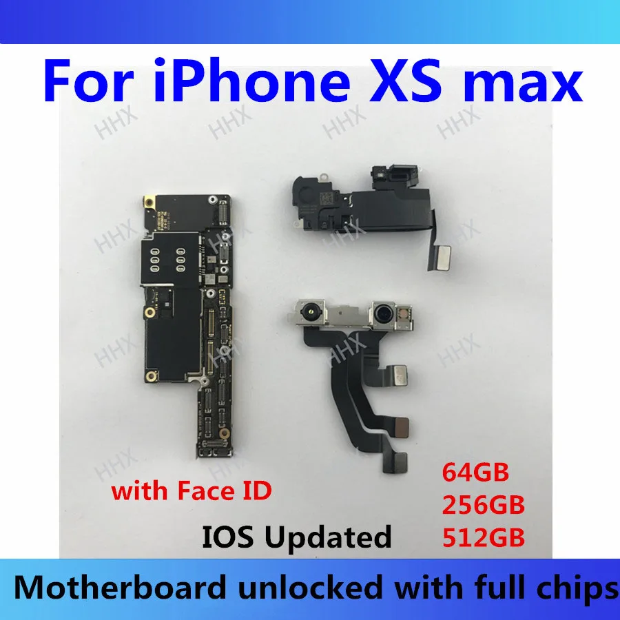 

Unlock For iphone XS max motherboard with face ID XS max original mother board IOS update logic board 64GB/256GB/512GB mainboard