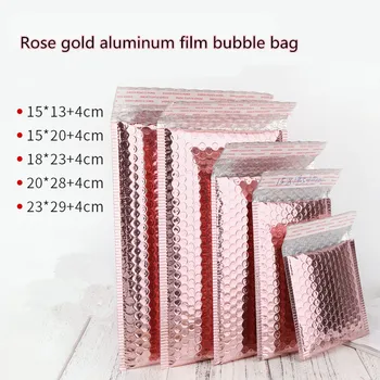 

10pcs Rose Gold Plastic Bubble Envelopes Bags Mailers Padded Shipping Organizer Waterproof Gift Packaging Wedding Favor Bag