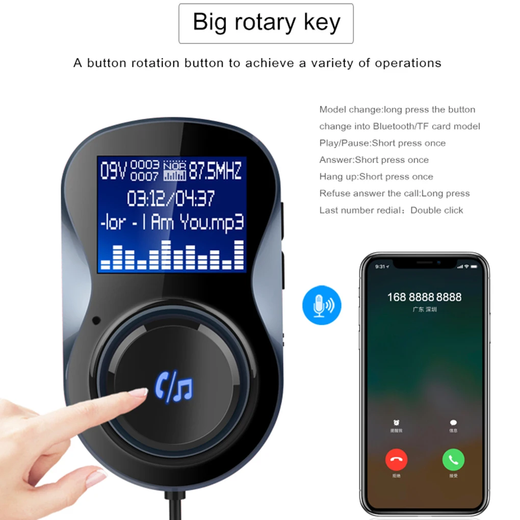 Bluetooth fm-передатчик usb порты Автомобильное зарядное устройство аудио приемник Handsfree Mp3 плеер ЖК-дисплей
