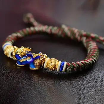 

Pixiu Braided Rope Energy Bangles & Bracelets For Men Gold Novel Color Lucky Color Troops Temperature Brave Change Q9L2