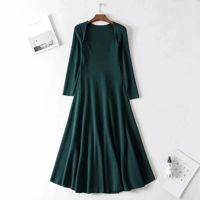 Увядшее зимнее вечернее платье для женщин, английское элегантное вязаное облегающее Сексуальное Платье vestidos de fiesta de noche vestidos, женское блейзер - Цвет: Зеленый