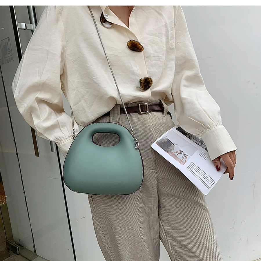 

Casual Women Solid Round Handbags Top-handle Ladies Hand Bags Chain Pu Woman Shoulder Crossbody Bag Luxury Leather Women Handbag