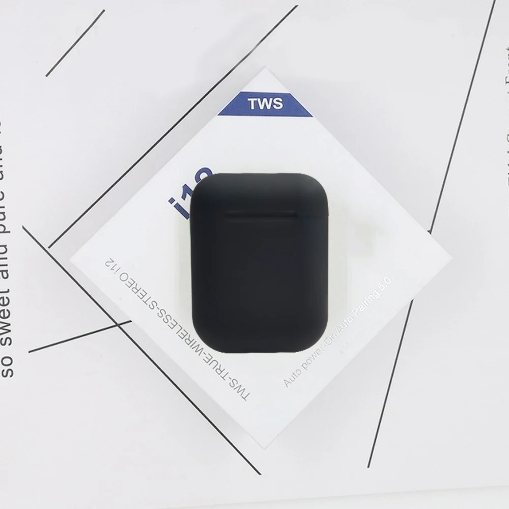 Оригинальные матовые наушники i12 tws 5,0, беспроводные bluetooth наушники, умные сенсорные гарнитуры, спортивные наушники i12tws fone de ouvido - Цвет: i12 D black box