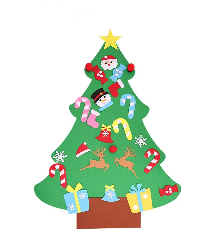 

Twins 95X70cm Artificial Tree Wall Hanging Ornaments Christmas Decoration DIY Felt Christmas Tree New Year Gifts Kids Toys