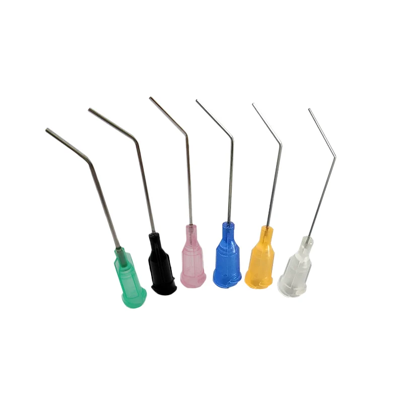 Dispensing Needles 10pcs 1.5 Inch 45 Degrees Elbow TS-TT Syringe Blunt Tip Threaded Port From 14G-34G dispensing needle surgical needle tool