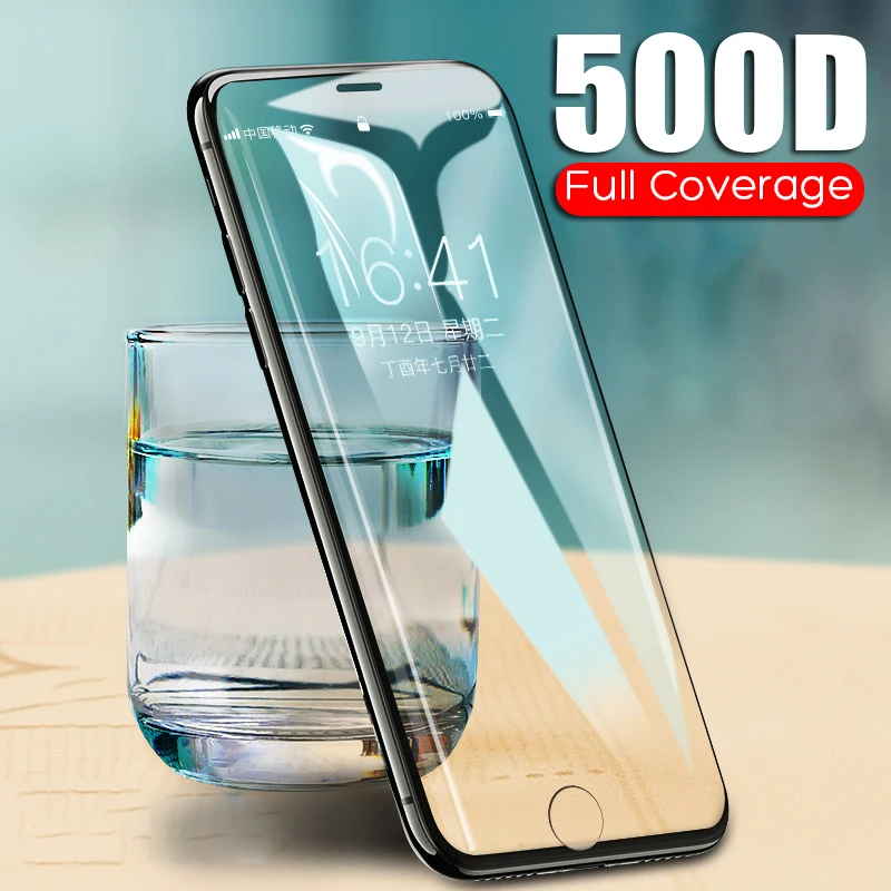 500D Защитное стекло для iPhone X XS Max XR 6 6S 7 8 Plus полное покрытие изогнутое закаленное стекло для iPhone 11 Pro Max стеклянная пленка