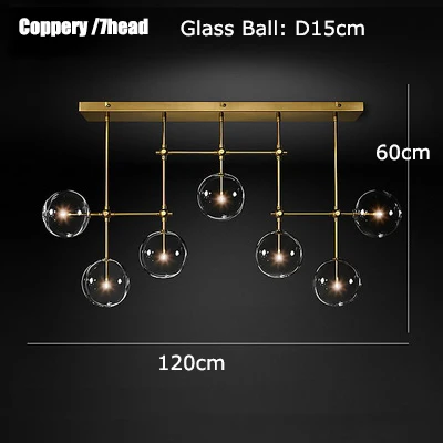 Современная стеклянная люстра-пузырь освещение для гостиной, спальни, кухни прозрачный подвесной стеклянный шар светильник переменного тока 90-265 в - Цвет корпуса: 7 light Gold