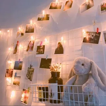 

1m10 LED Photo Clip Lamp String Lights Card Photo Clip Holder Fairy Garland lamp For Christmas New Year Wedding Party Decoration