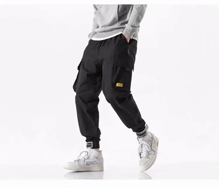 Штаны карго с карманами мужские Цветные Лоскутные Повседневные Jogger модные тактические брюки Tide Harajuku уличная SA-8