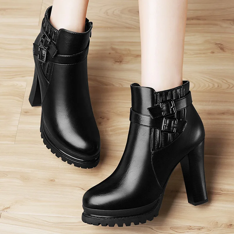 

Chunky High Heel Shoes Spring And Autumn Short Boots Women's Autumn & Winter 2019 New Style WOMEN'S Shoes Versatile Boots Britis