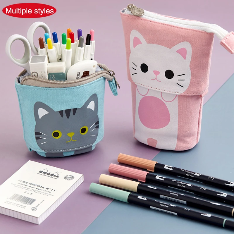 Estuches de lápices Kawaii para niñas niños, estuche con cremallera de gato bonito, suministros escolares, papelería, Trousse Scolaire Stylo|cute case|pencil casepencil box - AliExpress