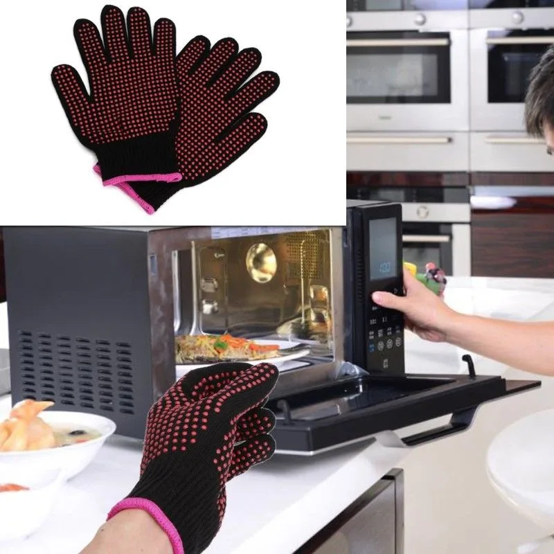 Термостойкие для барбекью перчатки Нескользящие силиконовые двухсторонние дозирующие защитные перчатки для приготовления выпечки гриля прихватки