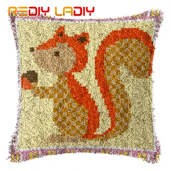 

DIY Latch Hook Cushion Red Fox Pillow Case Crochet Art & Crafts Acrylic Yarn for Embroidery Sofa Bed Cushion Cover Home Decor
