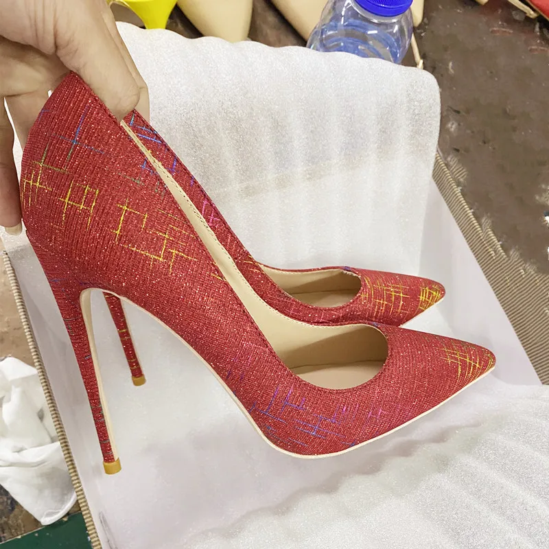 onderhoud Individualiteit Winkelcentrum Red High Heels Shoes Sexy Elegant | Red High Heels Glitter Wedding - 12cm  Fashion - Aliexpress