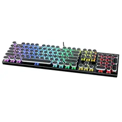Металлическая стимпанк-клавиатура 104 клавишная игровая машина клавиши клавиатуры Механическая клавиатура с подсветкой круглая